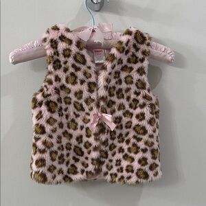 Gymboree Pink and Brown Faux Fur Kids Vest Size 4T-5T